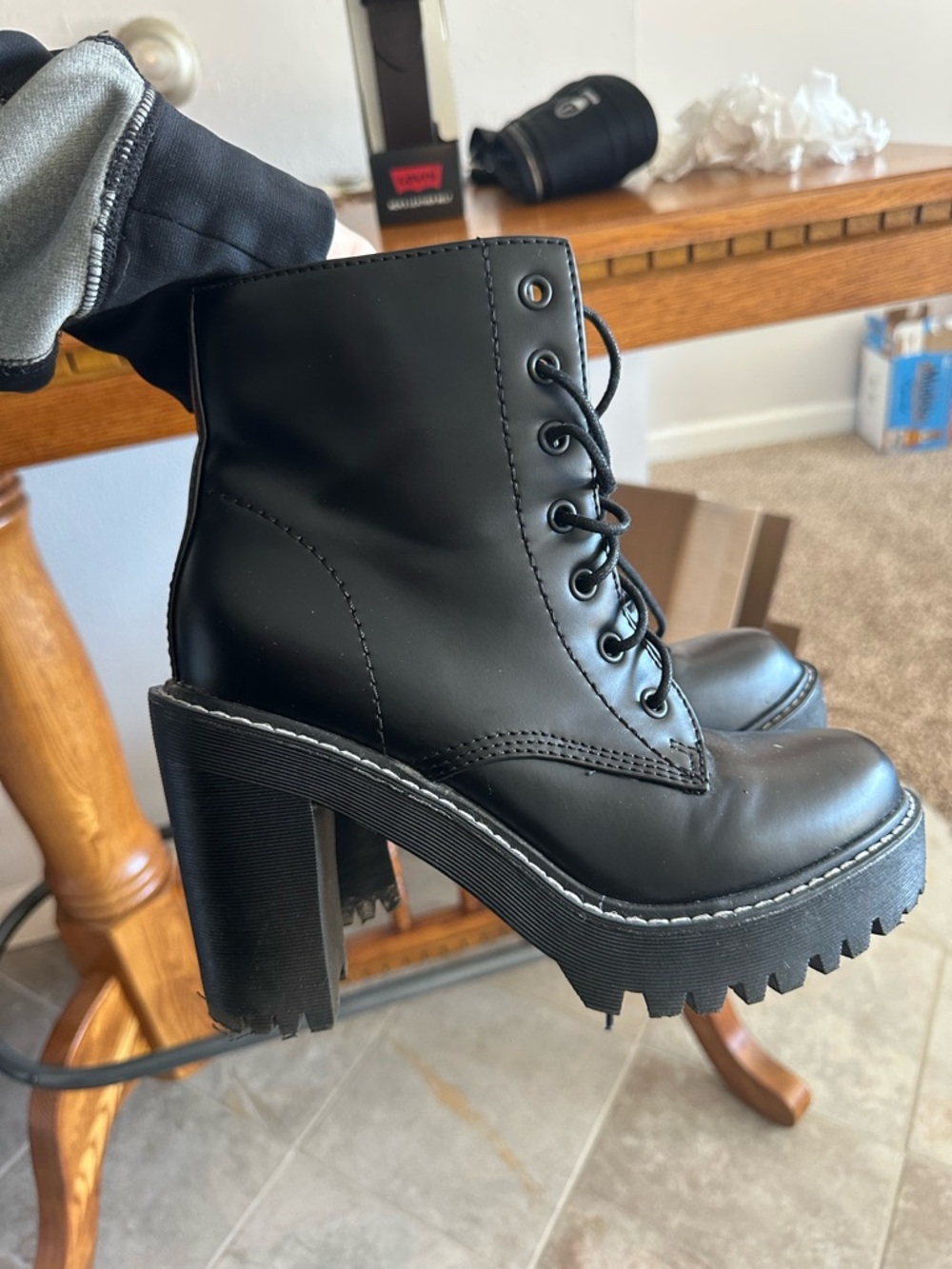 Madden Girl Black Lace-Up Combat Boots